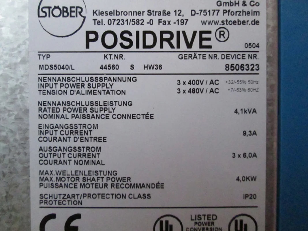 New In Box MDS5040/L 44560 S HW36 Stober PosiDrive Inverter