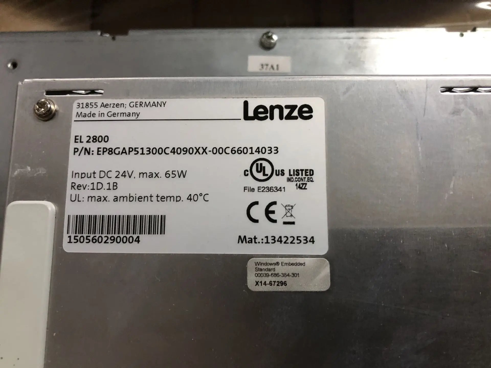 Lenze EL2800 EP8GAP51300C4090XX-00C66014033 Touch Screen Used