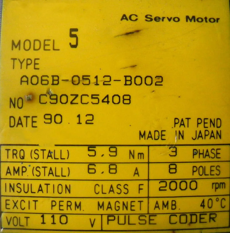 A06B-0512-B002 AC Servo Motor